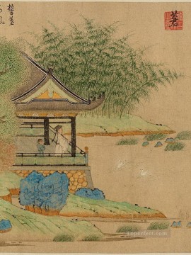チェン・シュアン Painting - 王羲之はガチョウの一部の古い中国のインクを見ています